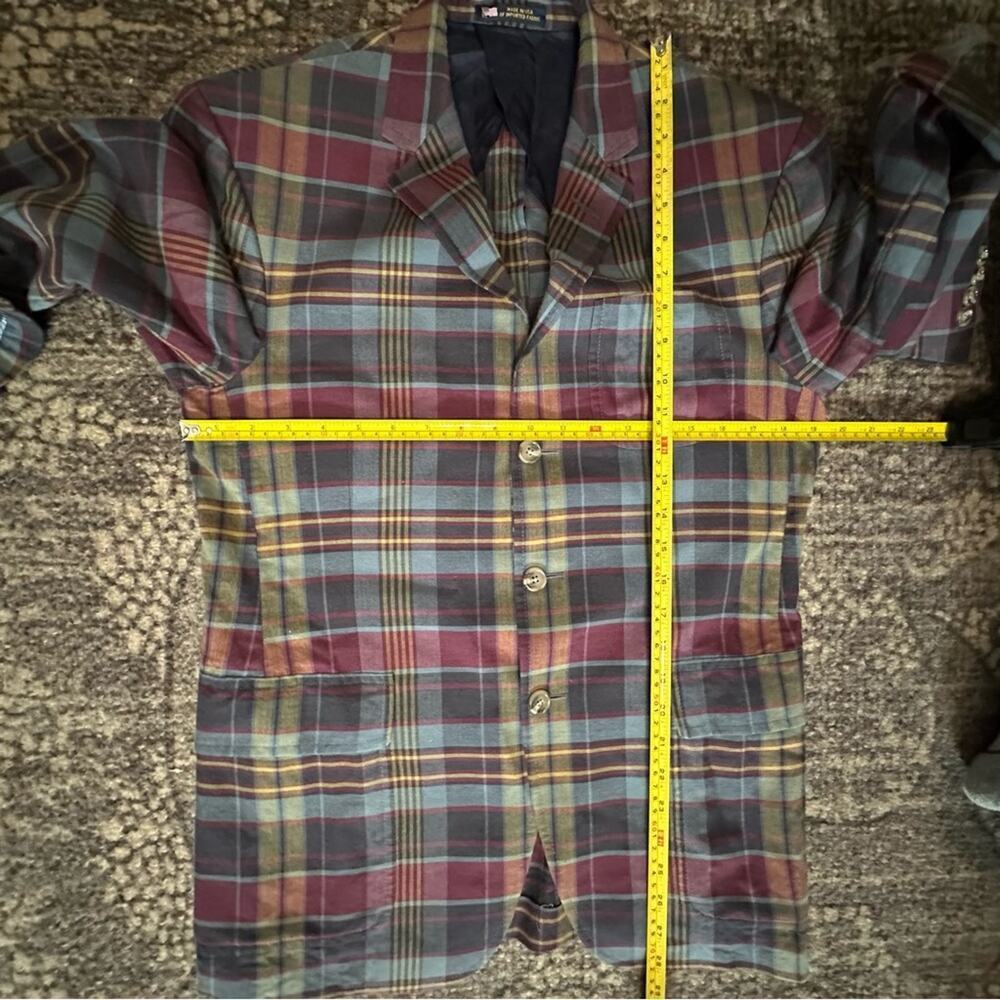 Polo Ralph Lauren Vintage USA Mens 38R Green Blue Red Plaid Cotton Blazer Jacket - Picture 8 of 9